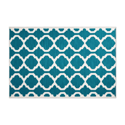 Tapis bleu intérieur et extérieur Trellis