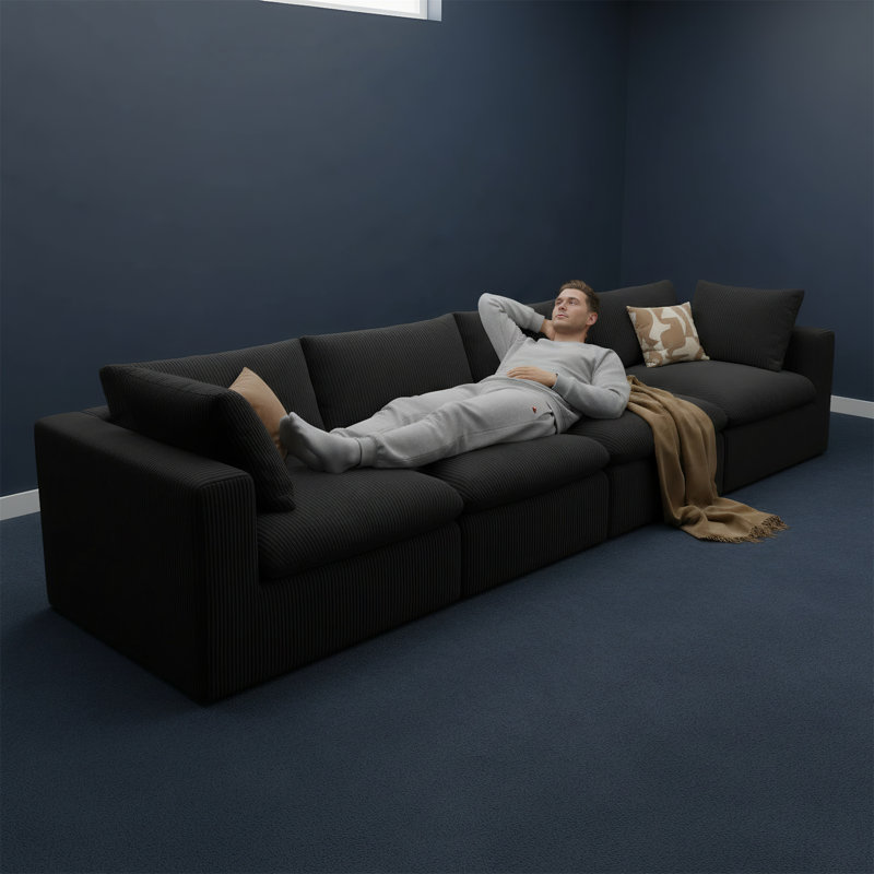 Modular 135-inch Two-person Sofa, Black