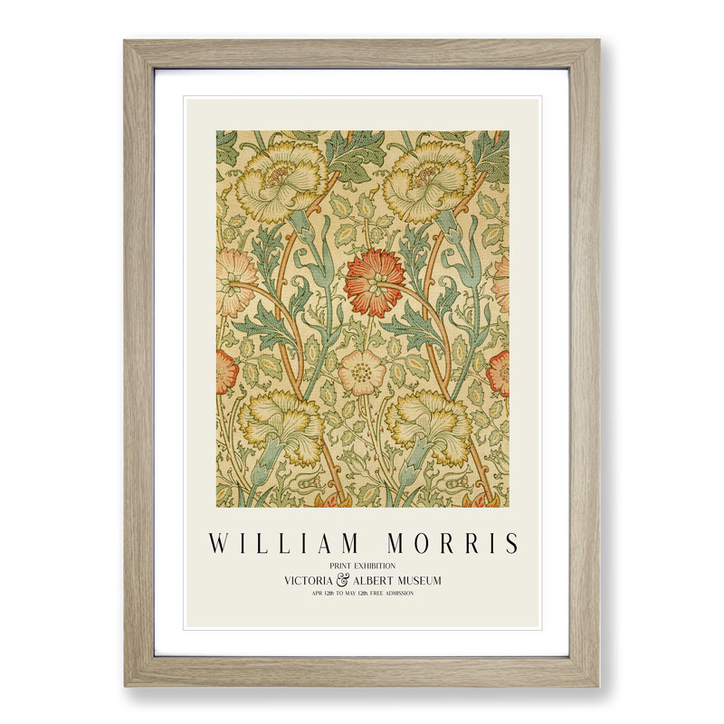 Pink and Rose Print by William Morris - Framed Print, Oak Framed, 48cm H x 36cm W x 2cm D