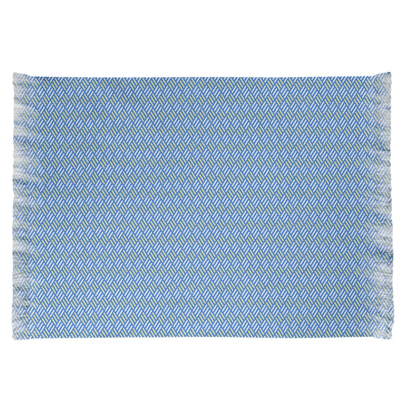 Tapis décoratif à rayures losanges bleu/vert, non