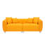 Pouf 3 places de 226 cm (89 pouces), structure en bois massif, pieds en métal, 4 coussins, lin et coton jaune, coussins doux pour la nuque, oreillers lavables, idéal pour un salon, un bureau ou une réception.