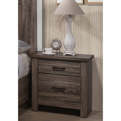 Brown Bedroom Nightstand With 2 Drawers - & Steady Build And Long-Lasting