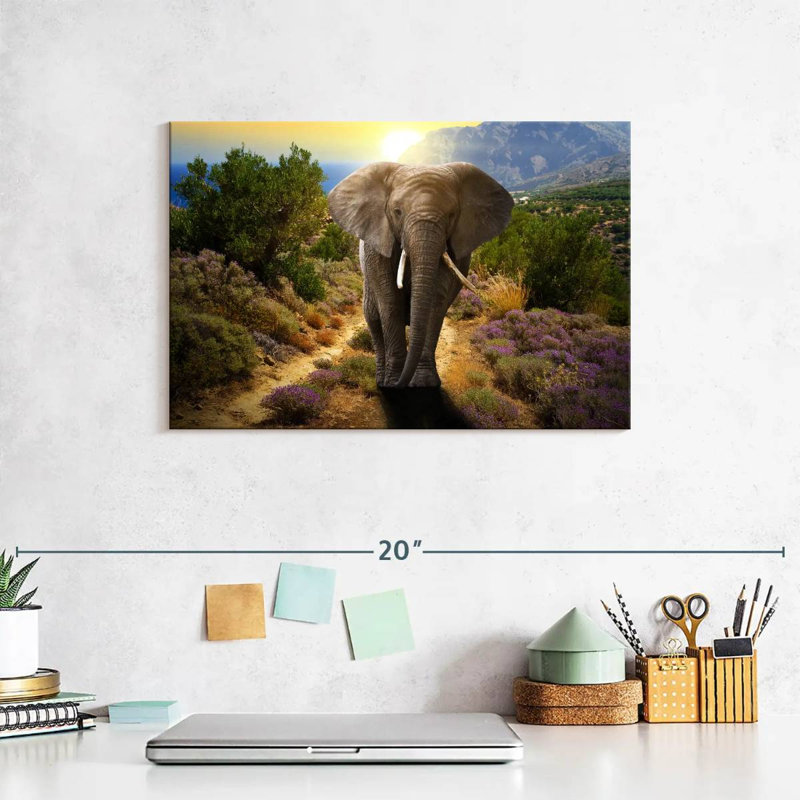Elephant Frolicking, 8" H x 12" W