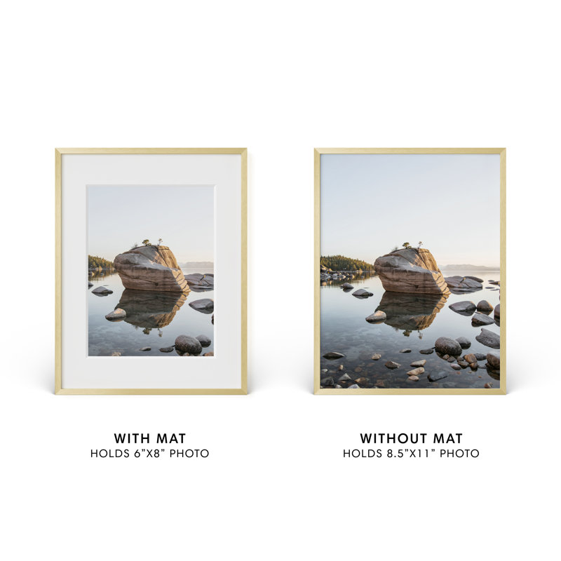 Gold Aluminum 8.5x11 Picture Frame with Glass Mat