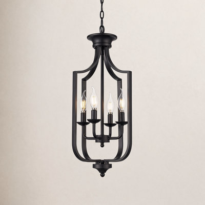 4-Light Dimmable Metal Lantern Empire Chandelier