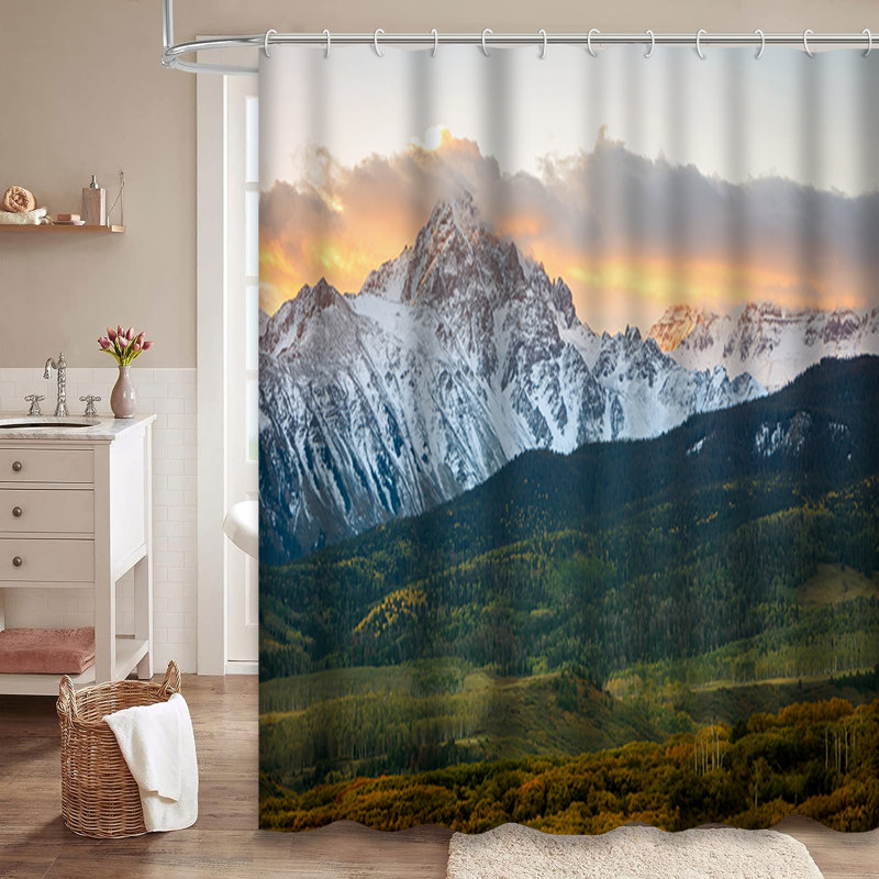 Mount Colorado Sunrise Snow Landscape Shower Curtain with 12 Hooks, L 72 po x l 84 po