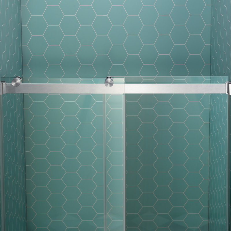 44-48" W x 80" H Double Sliding Semi- Frameless Shower Door with 5/16"(8mm) Clear Tempered Glass, Chrome