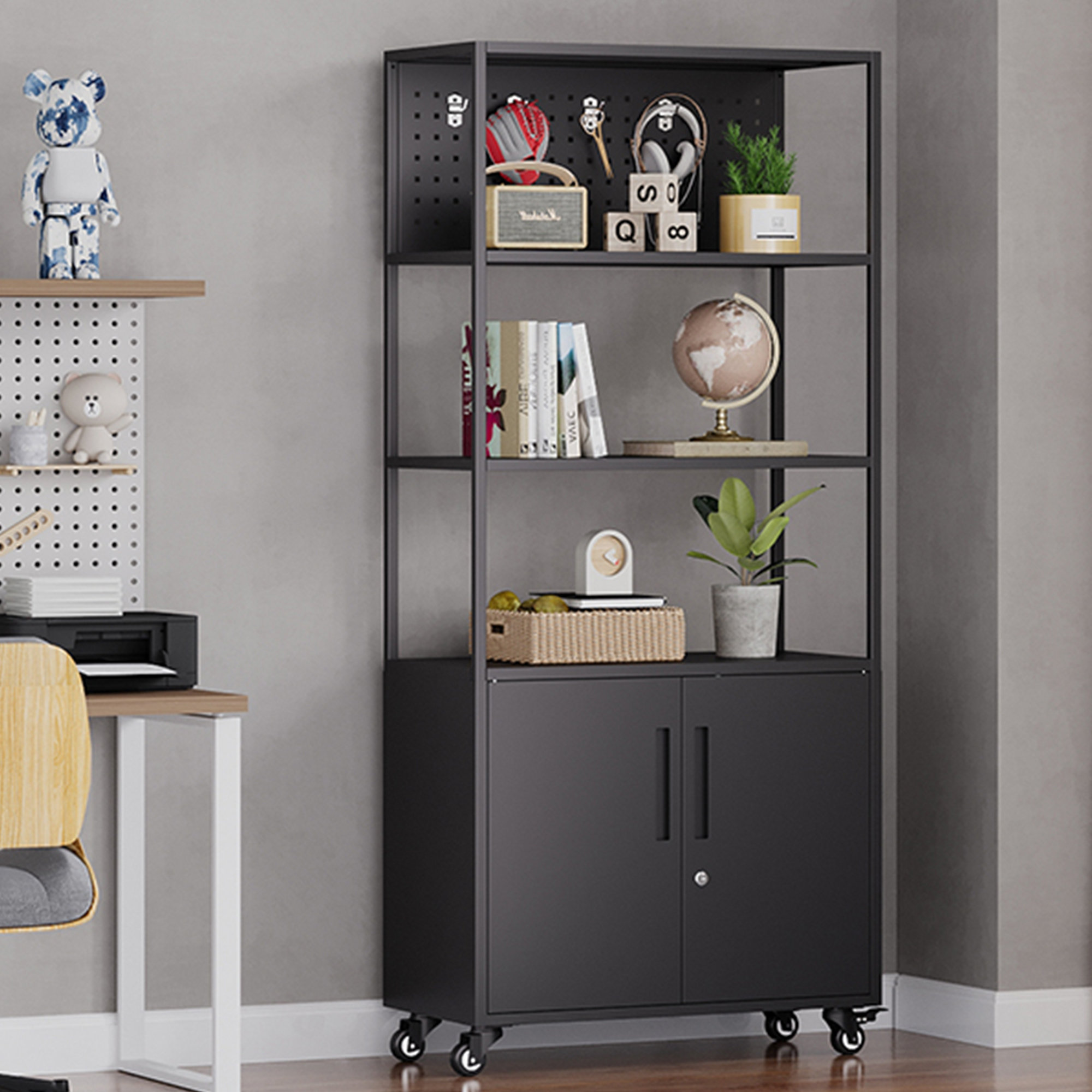 Lancaster 1 - Shelf Storage Cabinet Rebrilliant Finish: Black