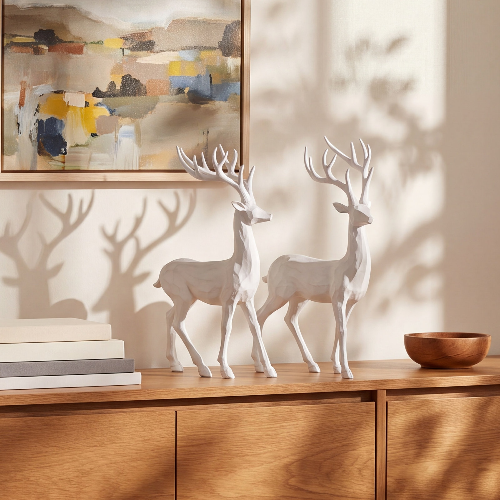 2-Piece Resin Deer Figurine Set