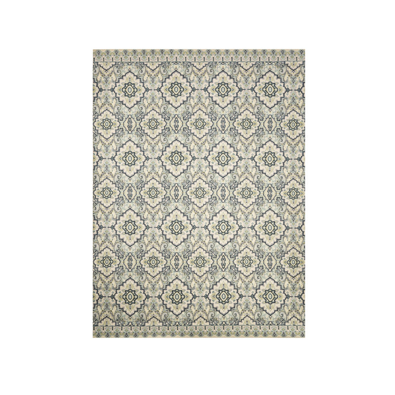 Tapis beige / bleu Moyers, Rectangle 5 pi x 8 pi