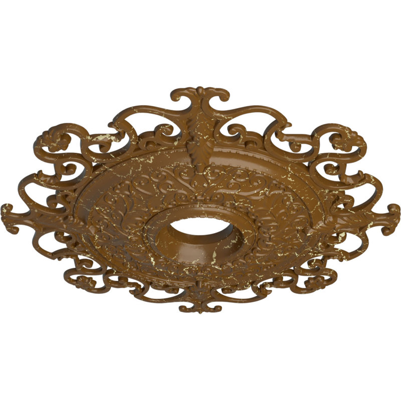 Médaillon de plafond Endurathane Orléans, P 38 3/8 po x P 6 5/8 po x P 2 7/8 po (convient aux auvents jusqu'à 8 1/4 po), finition craquelée topaze fumée peinte à la main