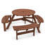 Table ronde de pique-nique avec trois bancs fixes pour le jardin et la plage-935049764