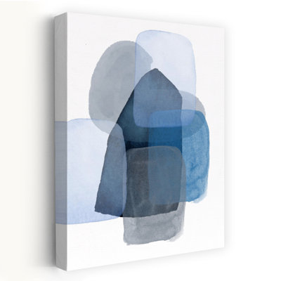 Blue Shadow 1 Abstract Contemporary Wall Art by Sally Ann Moss - Wrapped Canvas Print