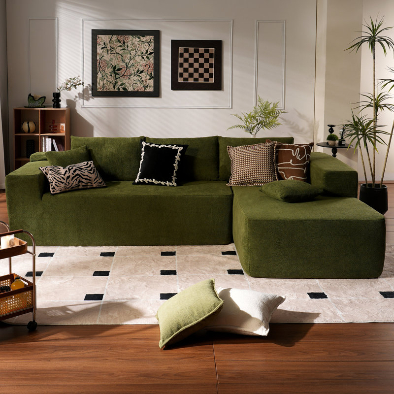 Boneless 105" 2 - Piece Upholstery Compression Sofa with 3 Seats, Corduroy Sectional Couch, No Assembly Required