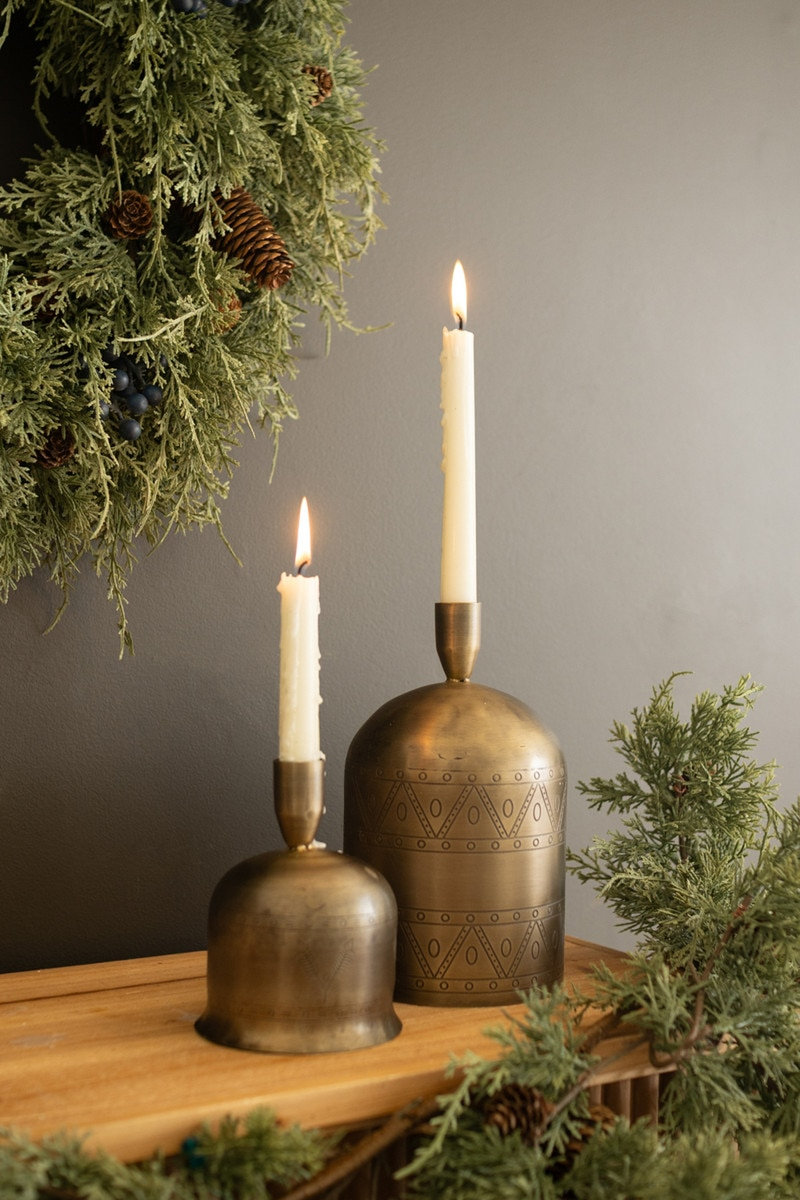 Brass Bell Taper Candlestick Holder, 2