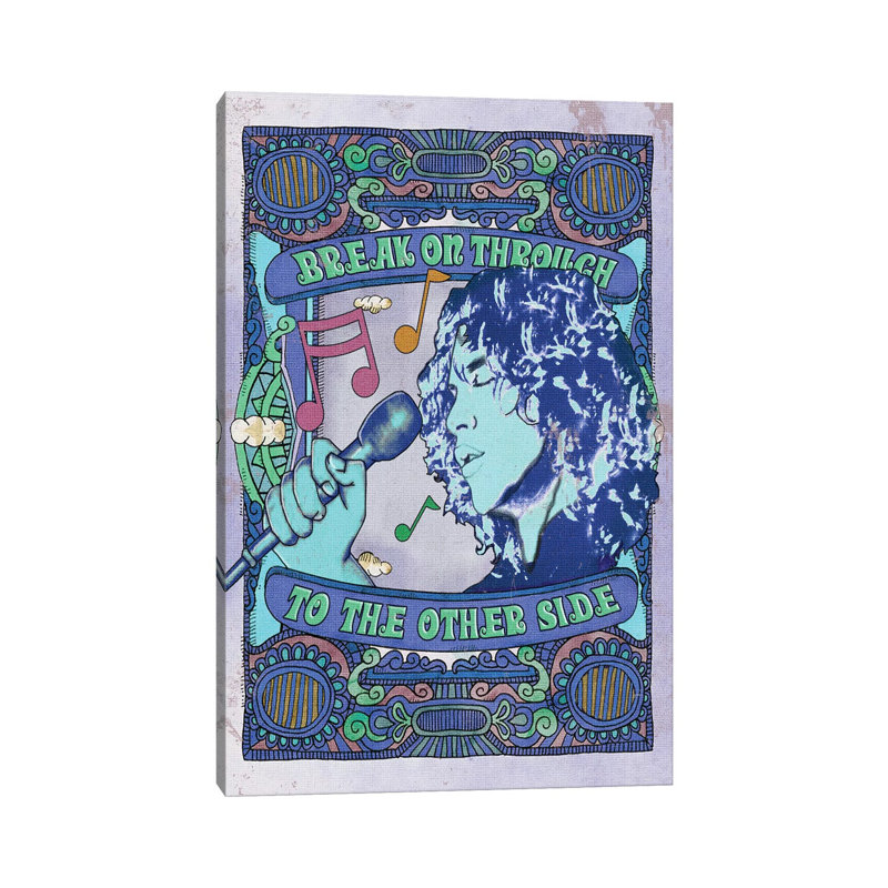 Jim Morrison Break on Through Blue - publicité imprimée, H 40 po x l 26 po x P 1,5 po, Aucun mat, Toile tendue