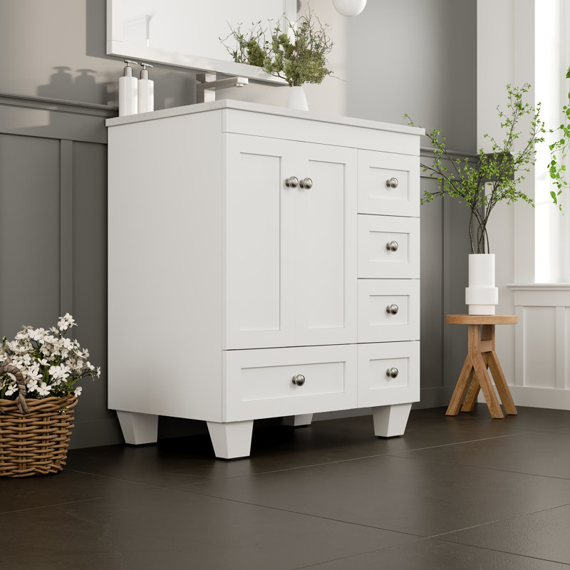 Curio 30"W x 18"D Bathroom Vanity with Undermount Porcelain Sink, White