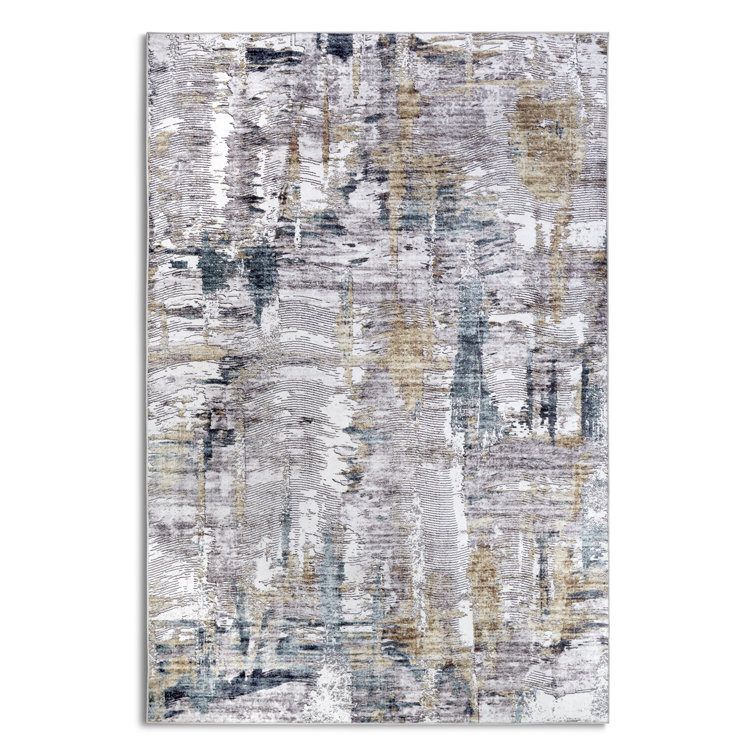Malard Machine Woven Sapphire Gold Area Rug