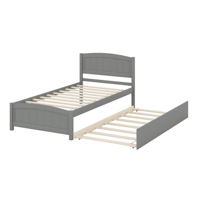 Lit plate-forme avec lit gigogne, Gris