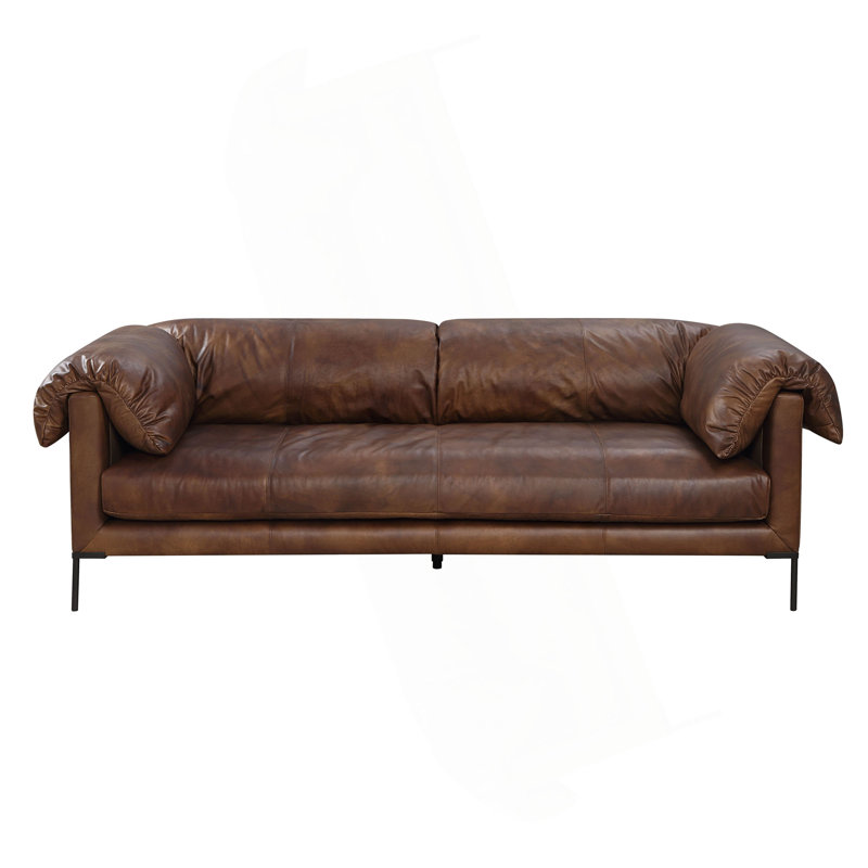 Jaron Mocha Top Grain Leather Sofa