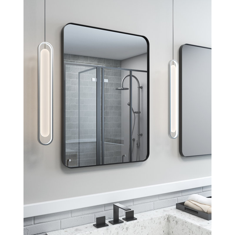 Miroir de salle de bain Morelock, Noir, 36 po x 24 po