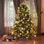Arbre de Noël pré-éclairé en PE / PVC avec lumières chaudes et base en métal-1010865188