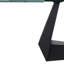 71" Clear and Black Glass and Metal Self-Storing Leaf Sled Base Extendable Dining Table