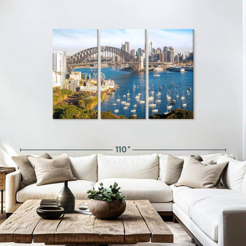 Vue panoramique de Sydney, H 48 po x l 74 po