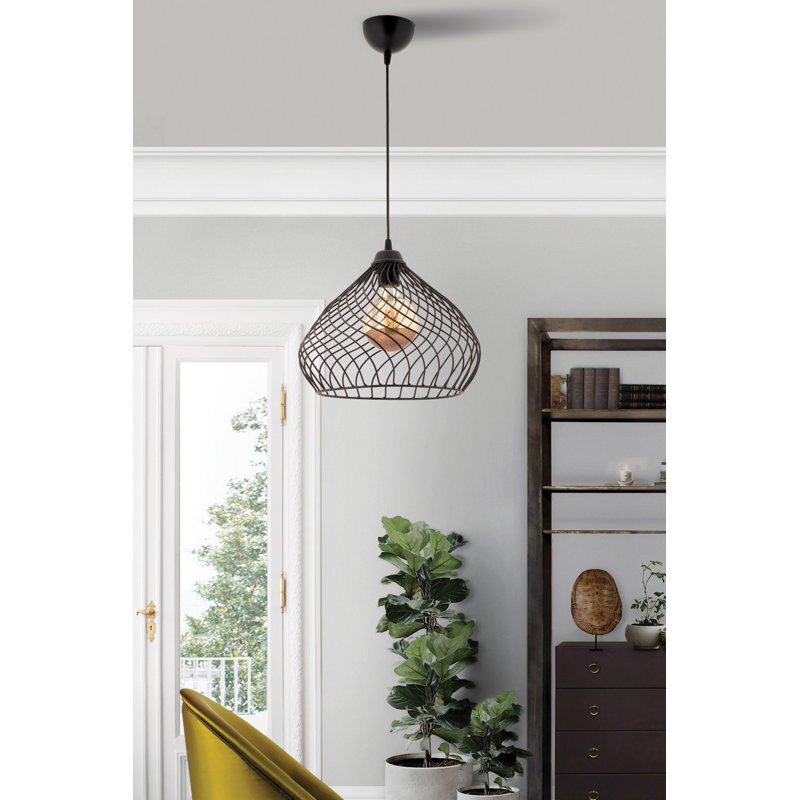 Elegant Black Metal Chandelier, 10.2 in Cap Diameter & 10.2 in Cap Height, Total Height: 23.6 in | 1 x E27 Socket, Max 40W (Bulb Not Included) | Stylish Lighting Fixture for Home & Office, IP20 Rated
