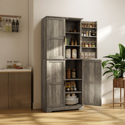 Buffet Farmhouse, armoire de rangement de cuisine, gris