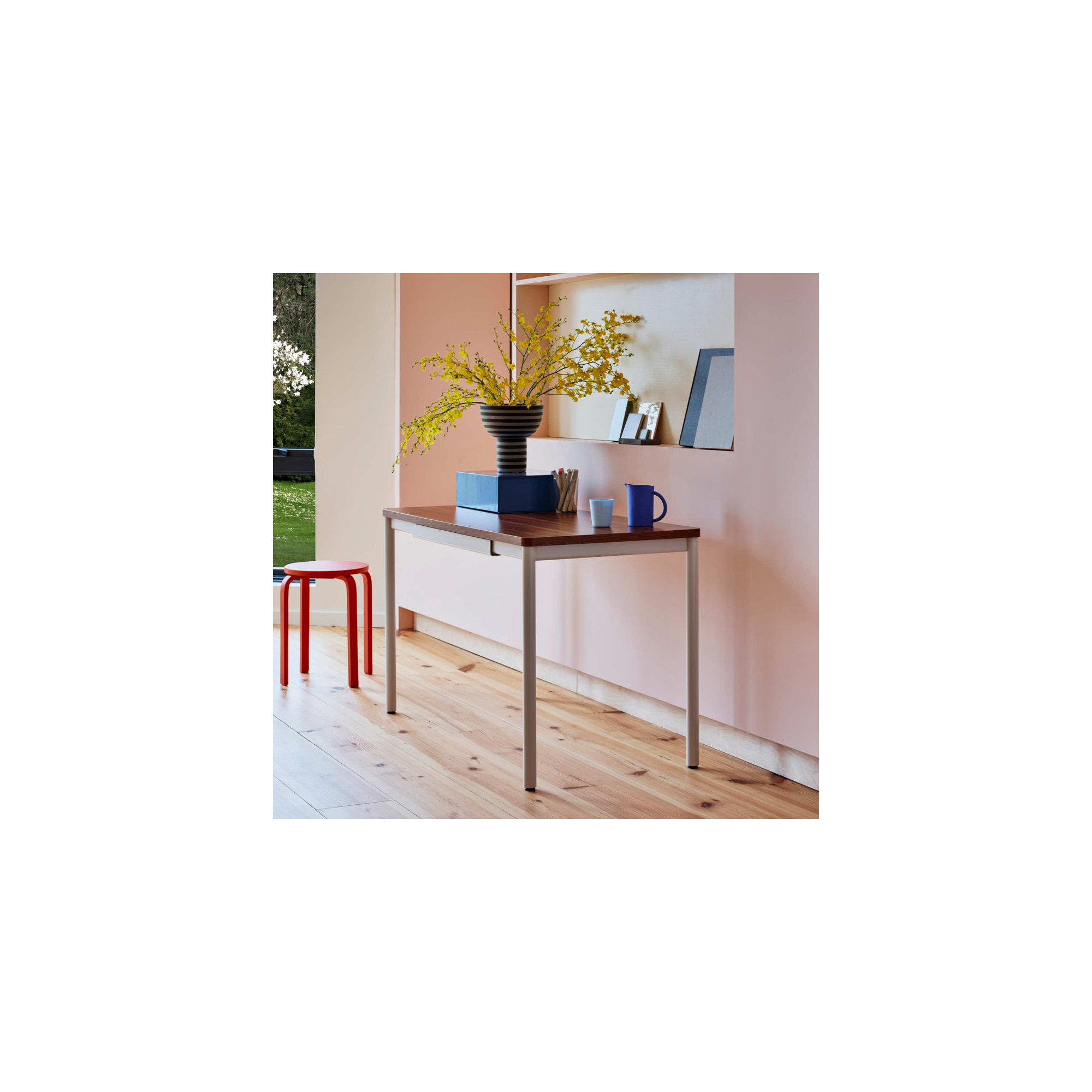Daily Desk, White, Walnut, 28.5" H x 48" W x 24" D