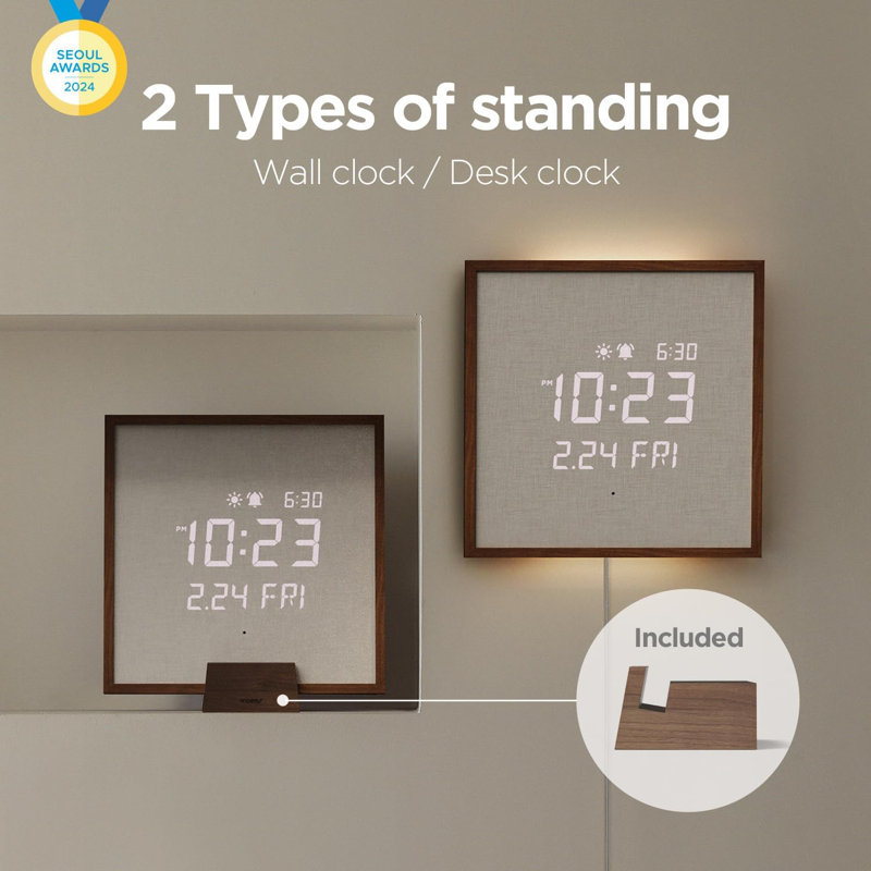 Horloge murale silencieuse à DEL en bois avec télécommande, veilleuse rétroéclairée, horloge murale numérique moderne