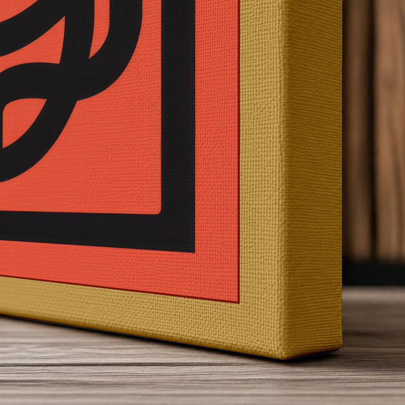 Tribal Mask Geometric - Wrapped Canvas, 24x16 - 61.0 x 40.6 cm, Ochre Border