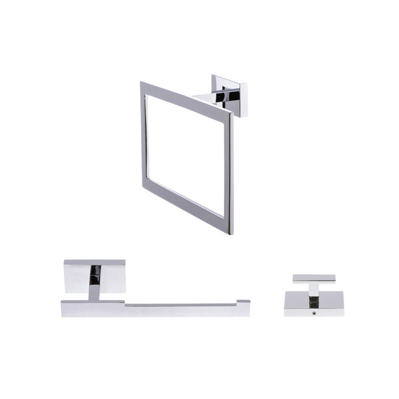 Genoa 3 Piece Wall Mounted Brass Bathroom Hardware Set