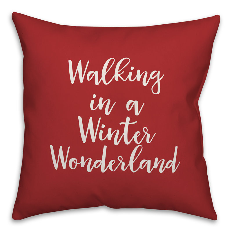  Coussin Walking in a Winter Wonderland, Rouge, Housse de coussin