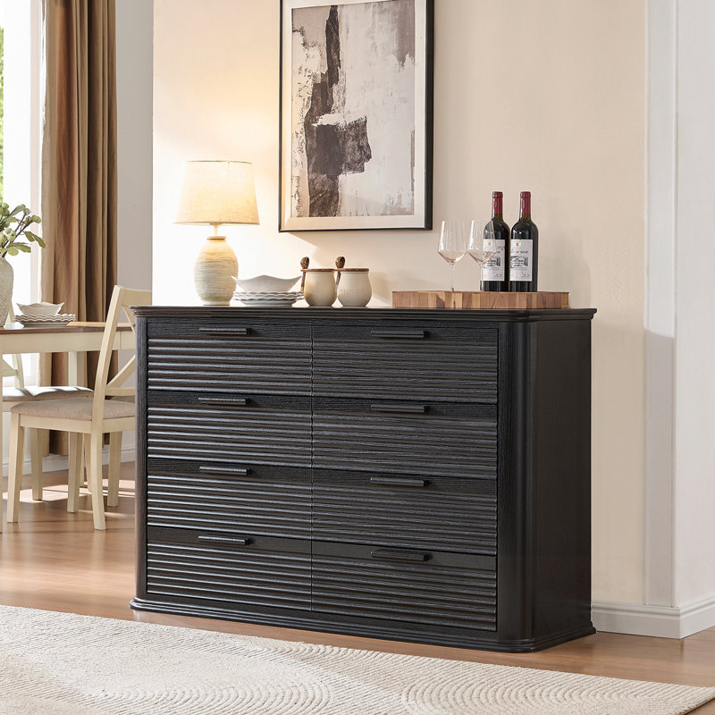 Commodes décoratives avec 8 tiroirs, Noir
