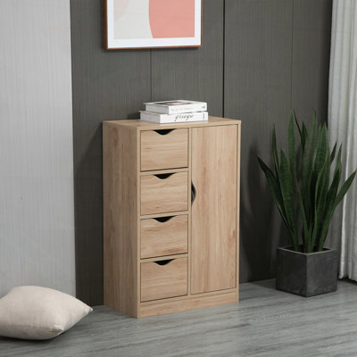 Armoire de rangement sur pied avec 4 tiroirs et porte