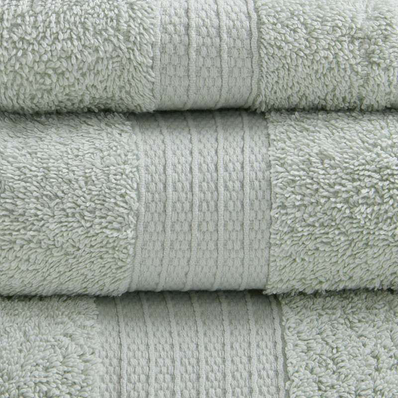 Serviettes de toilette antibactériennes et anti-acariens 100% coton (ensemble de 6), Écume de mer, écume de mer