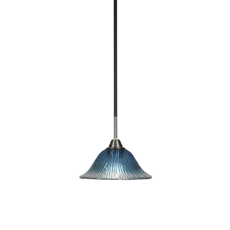 Luminaire suspendu avec tige en verre 10 po Achen Paramount, Cristal framboise, Noir mat