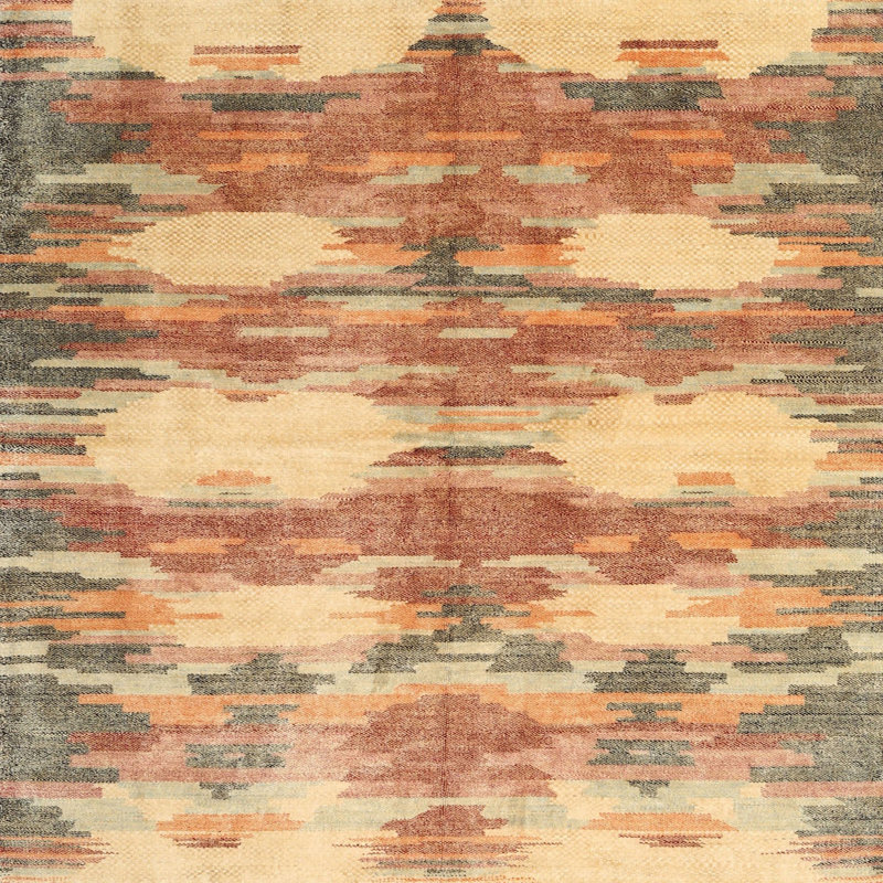 Tapis contemporain orange / jaune, Carré 3 pi