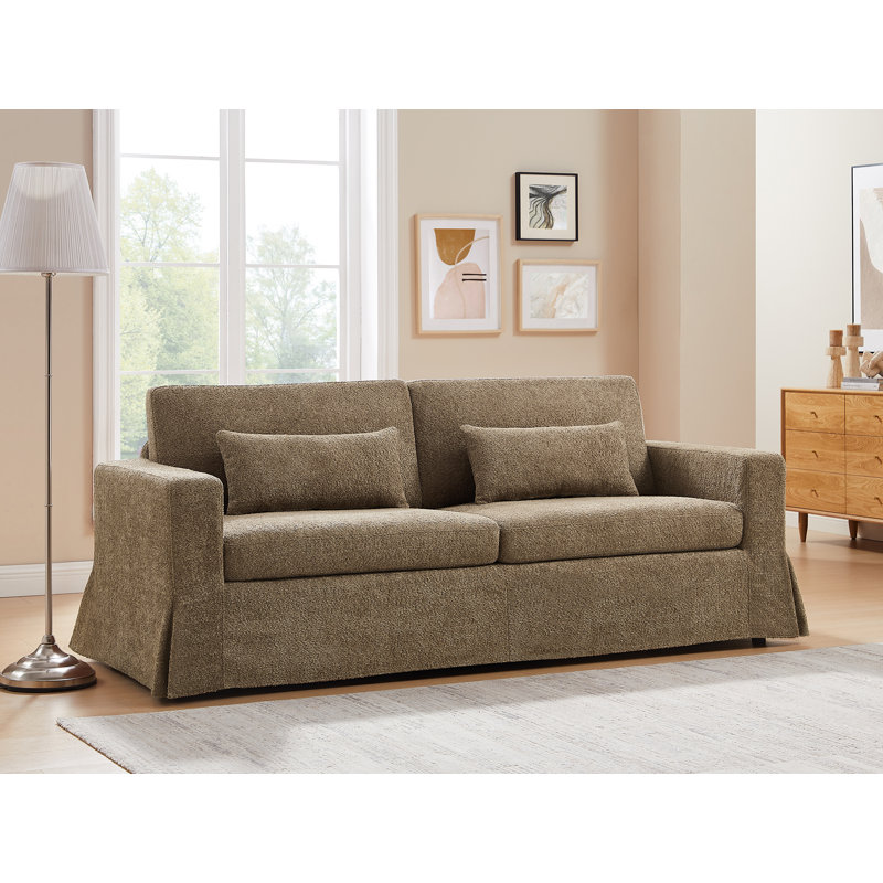 Brenda 213.1Cm Square Arms Sofa, Camel Boucle