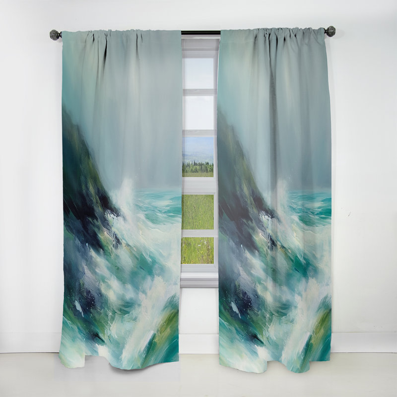 Moffa - Peinture abstraite paysage marin II - Rideau moderne - Velours obscurcissant - 1 panneau, L 52 po x L 63 po