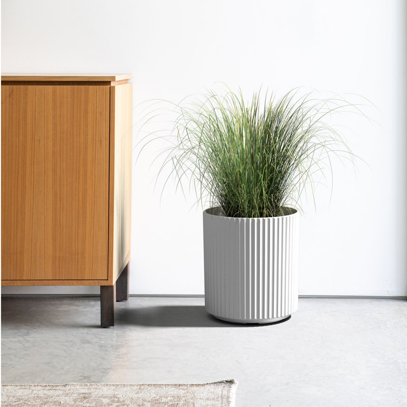 Demi Series Round Planter, White, 1, 16" H x 14.75" W x 14.75" D