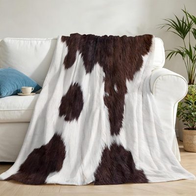 Black Ultra Soft Flannel Fleece Throw Blanket,Cow Skin Abstract Africa Single-Sided Print