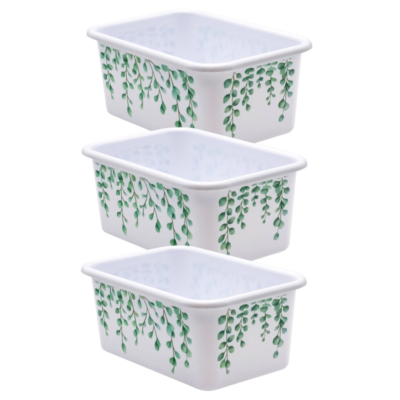Ensemble de grands bacs de rangement en plastique eucalyptus, H 7,75 po x l 11,38 po x P 5 po