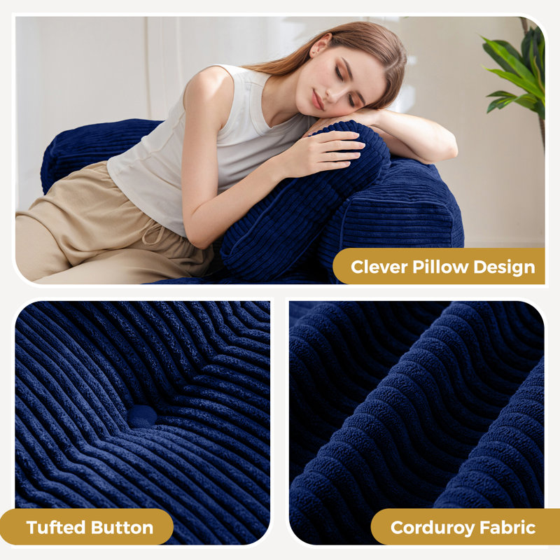 Corduroy Bean Bag Sofa,fold floor Bean Bag sofa bed, Navy Corduroy