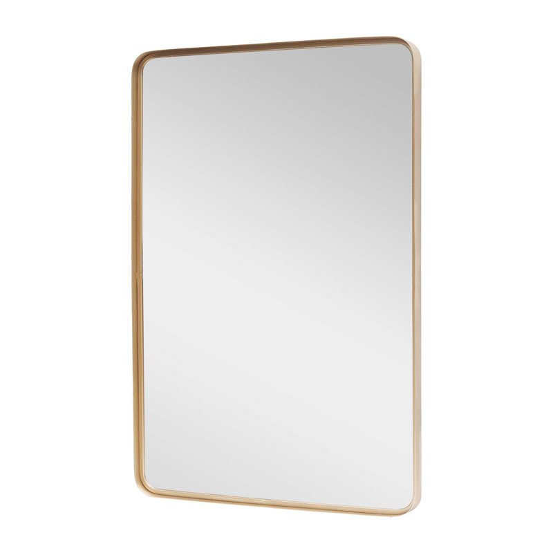 Rectangular Metal Wall Mirror with Rounded Corner