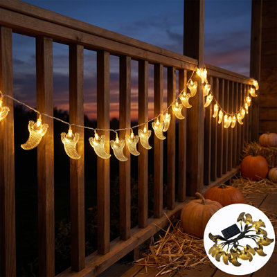 Battery Operated Transparent Ghost LED String Lights Cute Waving Ghost Warm White  Lights Spooky Halloween  Light Decor For Indoor Window Tiered Tray