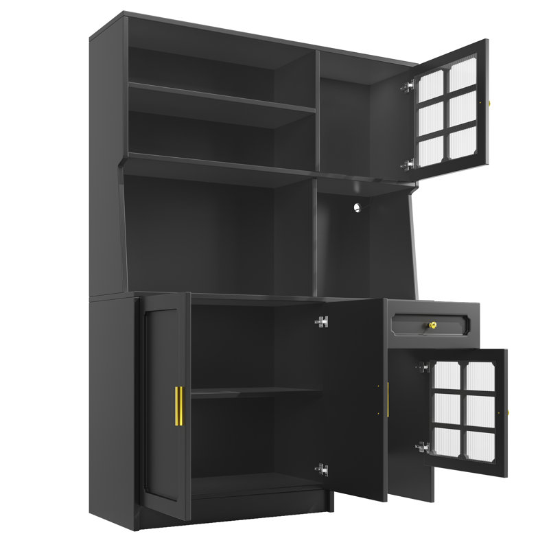 180cm Kitchen Pantry, Black