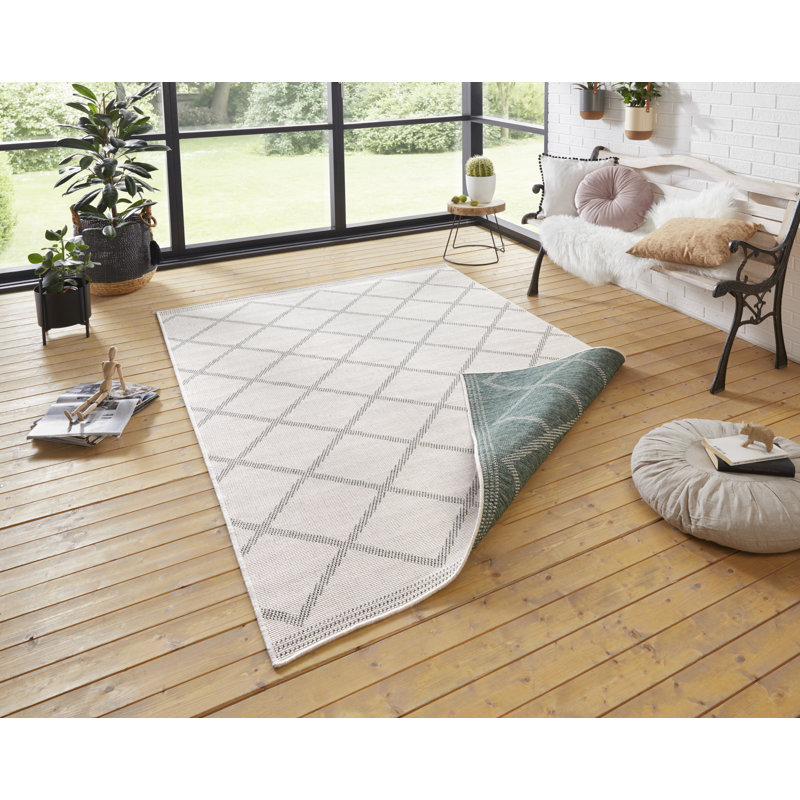 Cebu Flatweave Green Rug, Rectangle 80 x 150cm